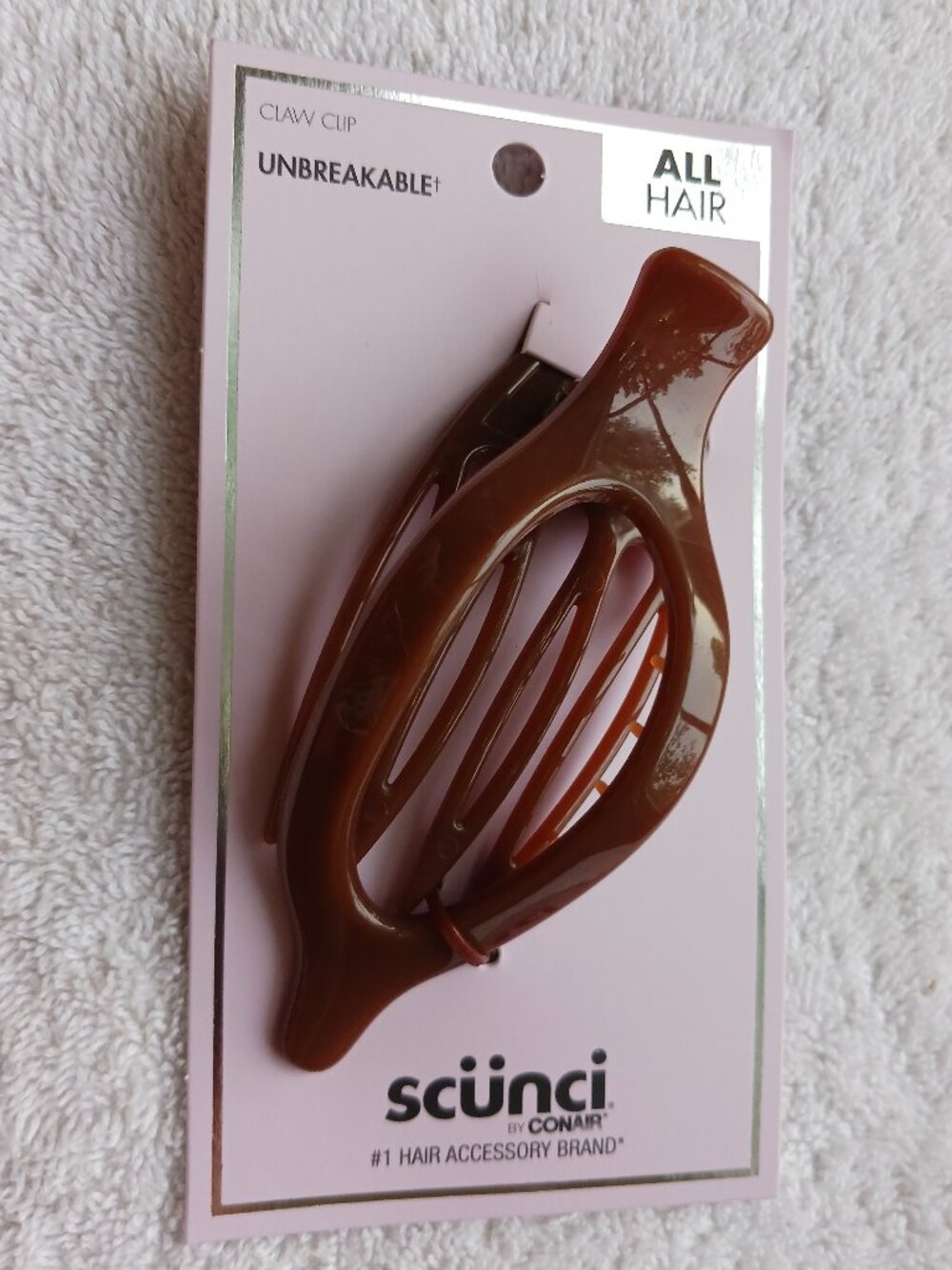 Scunci Unbreakable All Hair Strong Hold Brown Claw Clip Oval Half Comb Kimberly